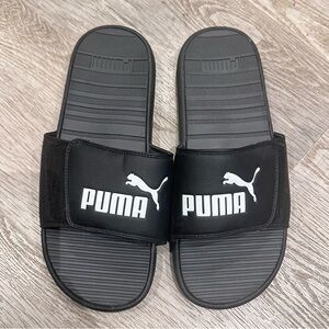 Puma Black White Slides Sandals with Logo size 10